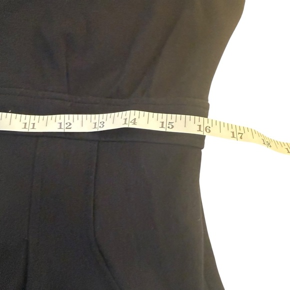 BCBG Maxazria Black Midi Dress Lace Hem Large Office Career Minimalist Neutral - Picture 8 of 12